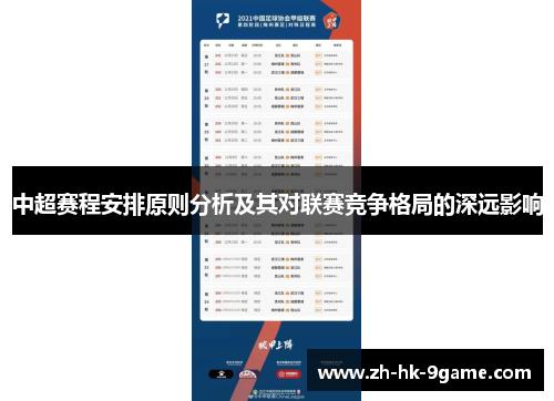 中超赛程安排原则分析及其对联赛竞争格局的深远影响