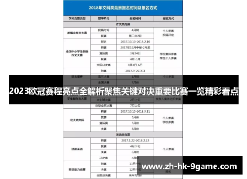 2023欧冠赛程亮点全解析聚焦关键对决重要比赛一览精彩看点